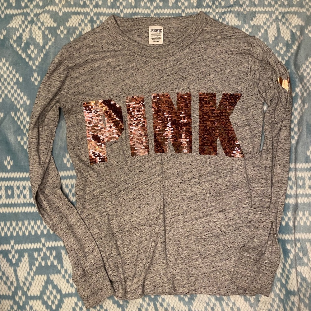 Grey Rose Gold Sparkle Long Sleeve